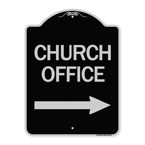 Church Office With Right Arrow Heavy-Gauge Aluminum Architectural Sign, 24" x 18", BS-1824-24276